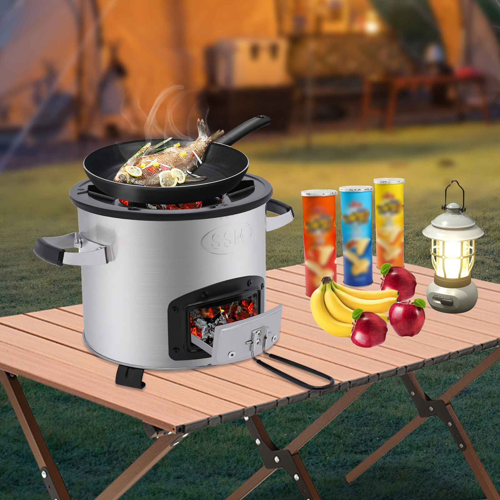 Portable Rocket Stove, Stainless Steel Smokeless Burning Wood Stove For  Camping | eBay