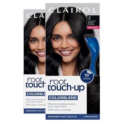 Clairol Root Touch-Up by Nice'n Easy Permanent Hair Dye, 2 Black Hair Color Lot