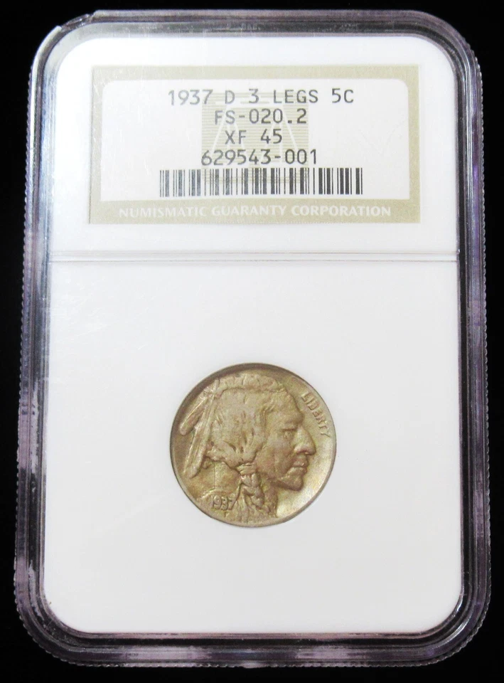1937-D Buffalo Nickel 3 Legs FS-020.2 NGC XF-45. PQ Coin - Image 3 of 4