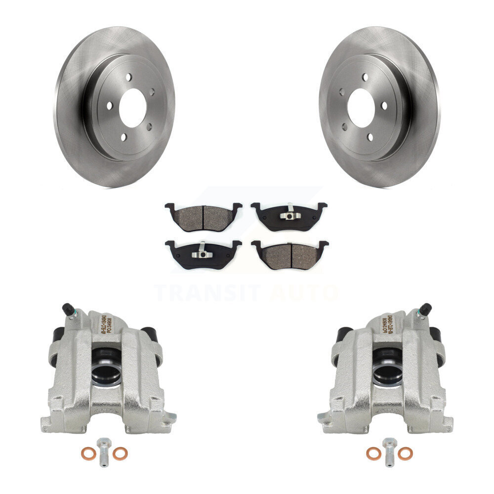 Rear Brake Caliper Rotor And Semi-Metallic Pad Kit For Ford Escape Mazda Tribute