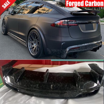 For Tesla Model X 2016-18 Forged Carbon Rear Bumper Diffuser Lip Cover Body Kits
