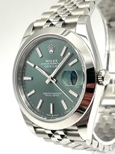 Rolex Date Just 41mm Smooth Mint Green Dial Jubilee 126300 Pre-Owned 2025 9