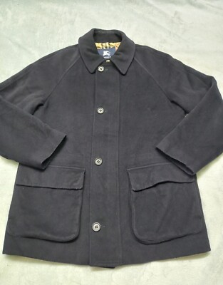 BURBERRY LONDON Overcoat Merino Wool Jacket Coat Nova Check Blue
