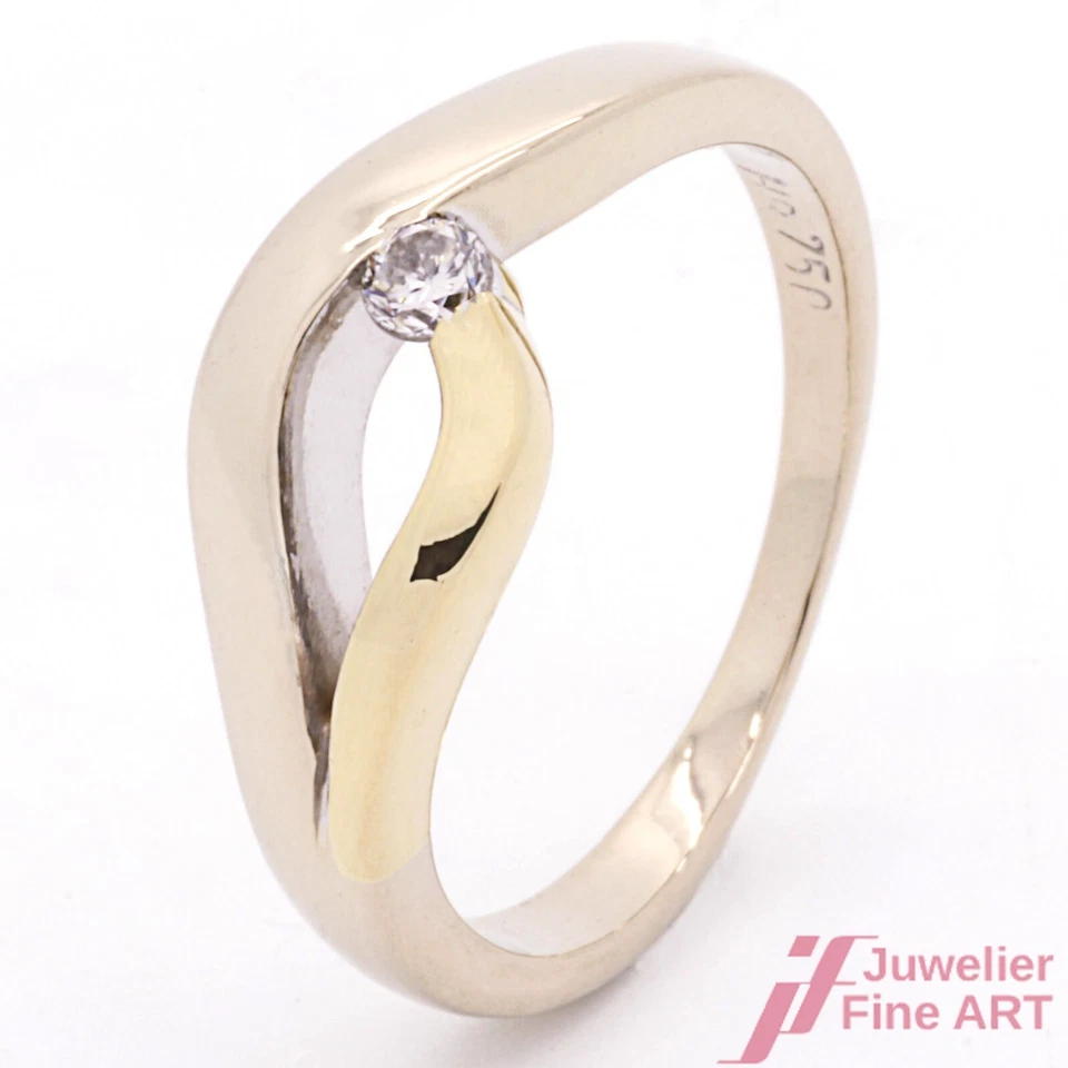 Ring 750 Gelb & Weißgold mit Diamant - Bild 1 von 4