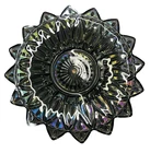 Smoke Glass Iridescent Grey Federal Petal Bowl and Plate Set Mid Century