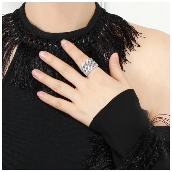 Hecho Con Cristales de Swarovski Anillo Banda Pixie Colorido Pastel La Maraja S2 Foto 4 de 4