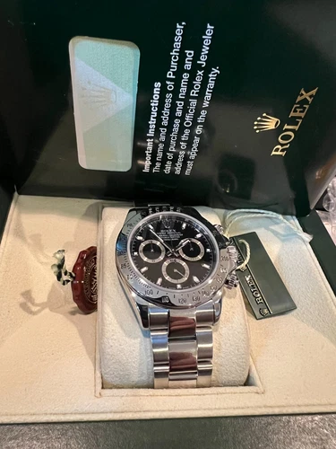 ROLEX STAINLESS STEEL COSMOGRAPH DAYTONA 116520 Black DIAL Box & Papers 40MM