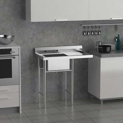 304 Stainless Steel Utility Sink with Drainboard Workbench Sink Commercial Sink - Picture 8 of 9