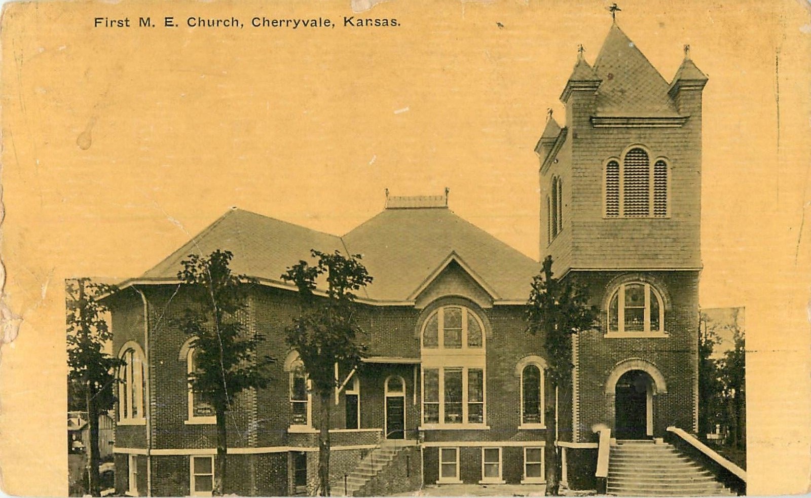 1921 First Methodist Church, Cherryvale, Kansas Postcard eBay