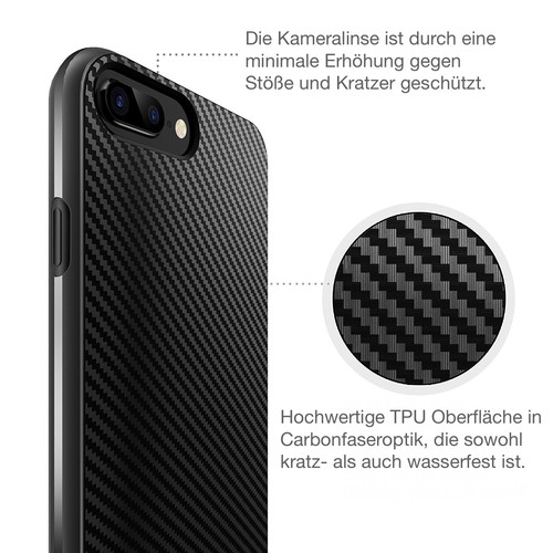 iPhone 8 Plus / 7 Plus Hülle Schutzhülle Silikon Bumper Slim Case Carbon Optik - Bild 5 von 11