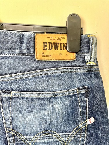 EDWIN Blue Denim Jean Shorts Slim Cut Offs Size 32 - Picture 5 of 9