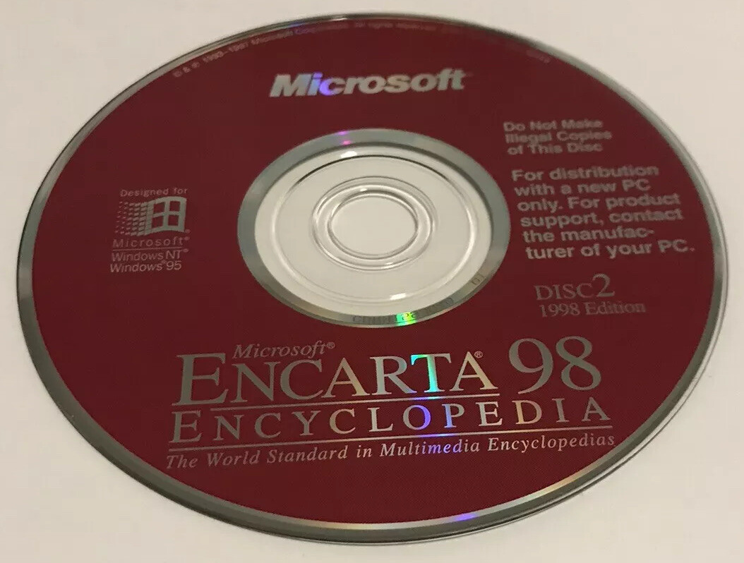 MICROSOFT ENCARTA 98 DELUXE ENCYCLOPEDIA 2 CDS FOR WINDOWS NT 95