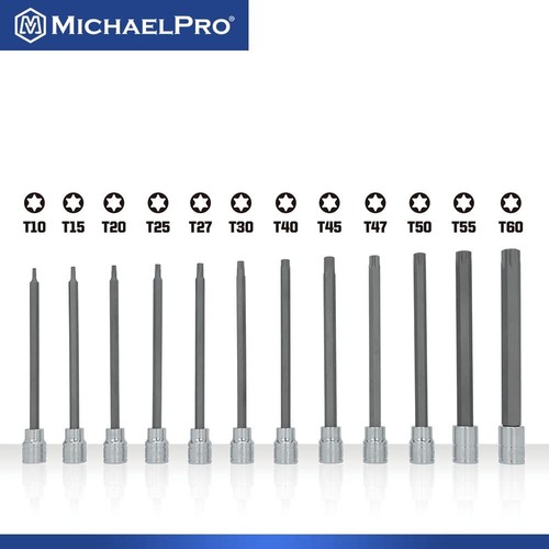 Torx Bit Socket Set 12piece 3/8 Inch Drive Extra Long Torx Bit Set T10 T15 T20 T - Picture 2 of 8