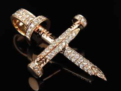 1.5Ct Round Natural Moissanite Women's Cross Pendant 14k Rose Gold Plated Silver