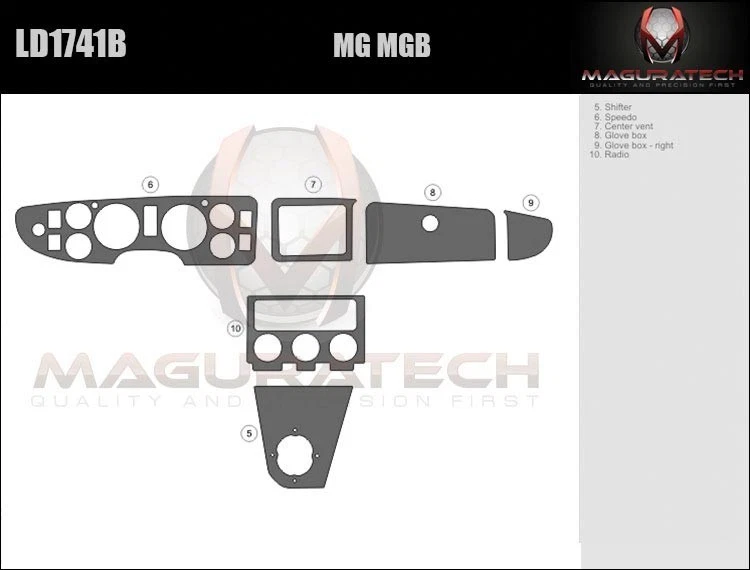 Kit de molduras de tablero para MG MGB 77 78 79 80 fibra de carbono madera aluminio Foto 2 de 4