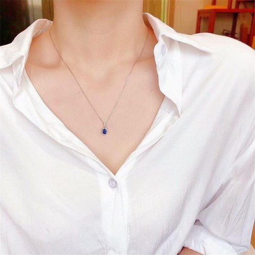 925 Silver Plated Necklace Pendant Pretty Cubic Zircon Women Wedding Jewelry - Bild 5 von 5