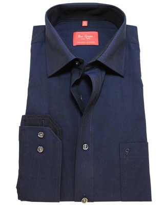 Ben Green Regular Fit Business Langarmhemd dunkelblau Gr. 40 - 48 bügelfrei