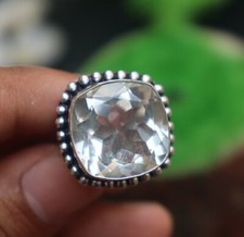 Crystal Quartz Ring 925 Sterling Silver Promise Ring Women Ring Handmade Jewelry