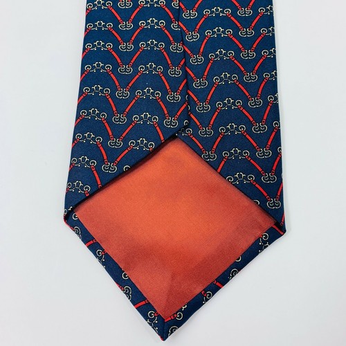 Firenze Mens Tie Blue and Red Silk Necktie Made in Italy - Picture 3 of 4