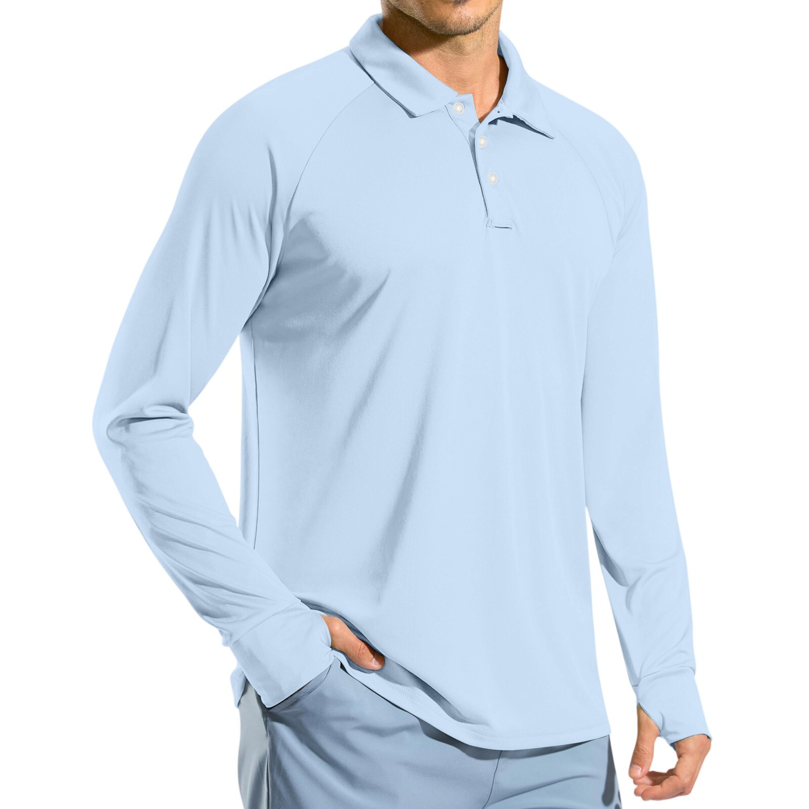 Men's Long Sleeve Golf Polo Shirt UPF 50+ Lightweight Sun Protection Cool Shirts