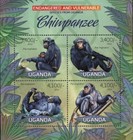 Chimpanzee Stamp Wild Animal Vulnerable Species Souvenir Sheet of 4 Mint Nh