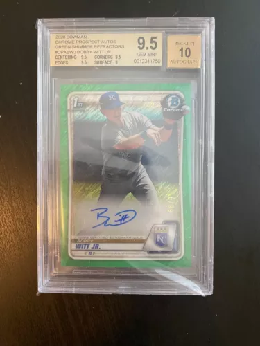 -$$- Bobby Witt Jr. 2020 1st Bowman Chrome Green AUTOGRAH RC #/99 9.5/10 -$$-