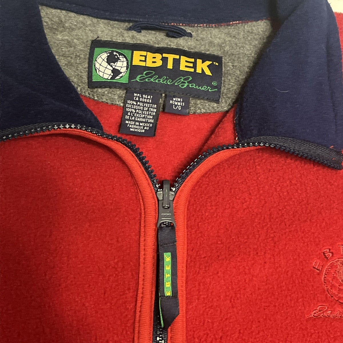 Vintage Eddie Bauer Jacket Mens Large Red Full Zip Fleece Ebtek