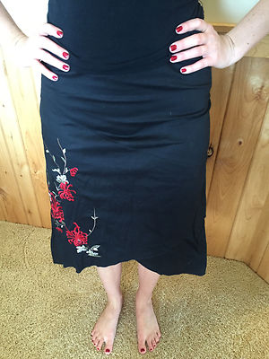 Cheap Price SCOTT Womens Black Floral Applique Knee Length Skirt Size Medium NEW