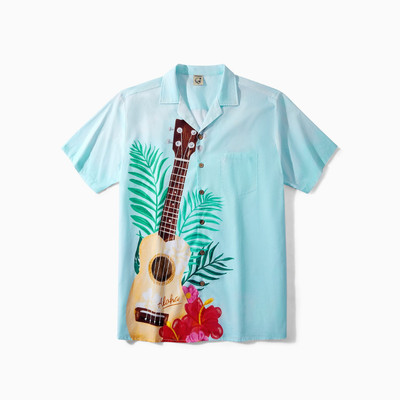 Guitar Aloha Floral Pattern   Hawaiian Shirt