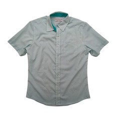 Nick Graham Shirt Mens Small Stretch Modern Fit Short Sleeve Green Blue Dot