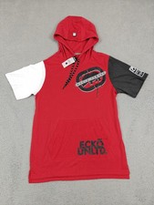 Ecko Unltd Shirt Mens Small Red Short Sleeve Hoodie Kangaroo Pocket EO12K896