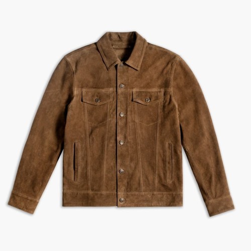 Truckerjacke Herren mattschwarz Lammleder Größe L