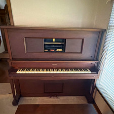Livingston Automatic Play Upright Piano 88 Keys 2 Pedals Mahogany Brown Finish