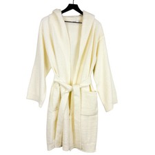 Bata de pijama con capucha Mersea L/XL Goodnite Moon en crema de mantequilla 100 % nailon $158