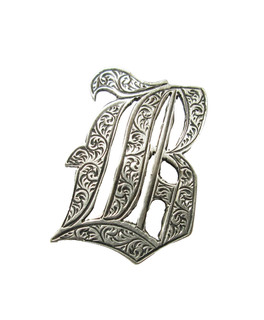 Antique Hatpin Engraved Letter B Sterling Silver