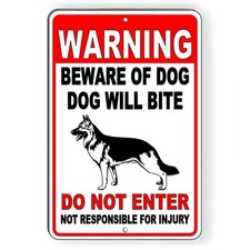 Dog Will Bite Beware Of Dog Metal Sign Security Keep Out Warning Do Not Enter