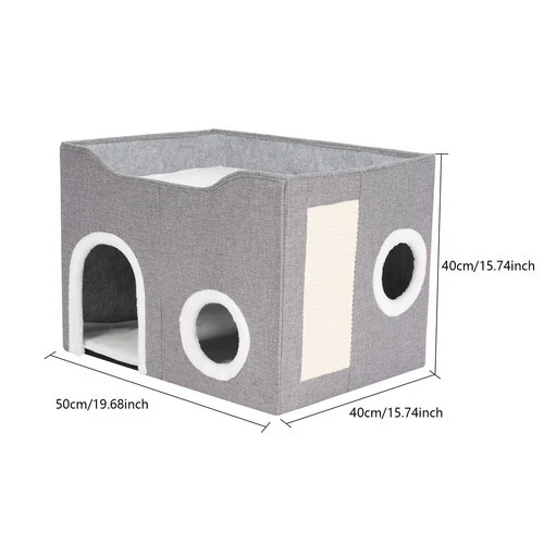Cat House Large Indoor Cats Bed Cute Modern Cat Condo Shelter Foldable - Image 3 of 4