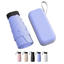 Windproof Mini Travel Folding Umbrella With Case - UPF 50 UV Sun  Rain Prot...