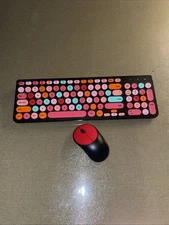 Wireless Keyboard Mouse Combo Retro Typewriter Style USB Desktop Laptop Computer