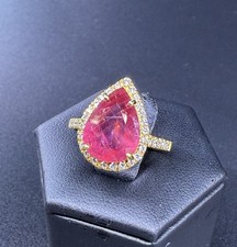 Stunning 9ct Yellow Gold Ruby Solitaire & Natural Diamonds