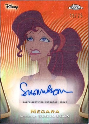 SUSAN EGAN AS MEGARA 2025 TOPPS CHROME EDITION DISNEY ORANGE AUTO 19/25
