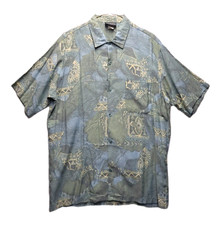 Vintage Triumph of California Hawaiian Shirt Made In USA Geometric Pattern EUC