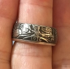 Vintage 1936 Walking Liberty Coin Silver Ring Half Dollar