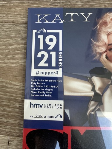 KATY PERRY SMILE HMV UK RED EDITION VINYL 12" LP LIMITED RARE 1000 NUMBERED ONLY - Picture 3 of 3