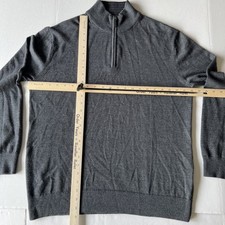 UNTUCKit 1/4 Zip Sweater Men's Large Gray Extra Fine Merino Wool