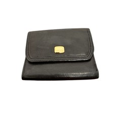 Vintage Genuine Leather Black Wallet with Gold Accent