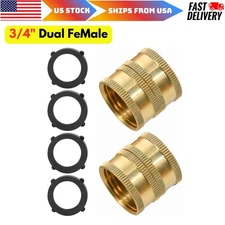 2 Garden Hose Connectors, 3/4" Dual Swivel Female-Female Hose Adapter