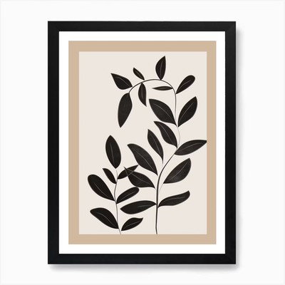 Minimalistische Pflanzen & Blätter Kunst 4 Bogen gerahmt Wandbild Poster Leinwanddruck Bild