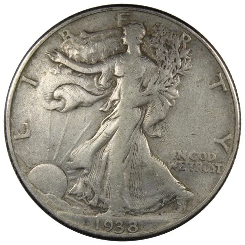 1938-D Walking Liberty Half Dollar VF+ VERY FINE Cleaned KEY DATE A2017