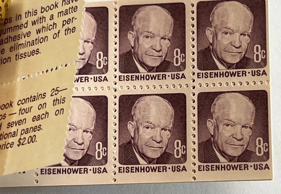 Lot of Two 1972 Eisenhower 8c Booklet stamps. 1 Book Full, 1 Partial Book - Image 3 of 4